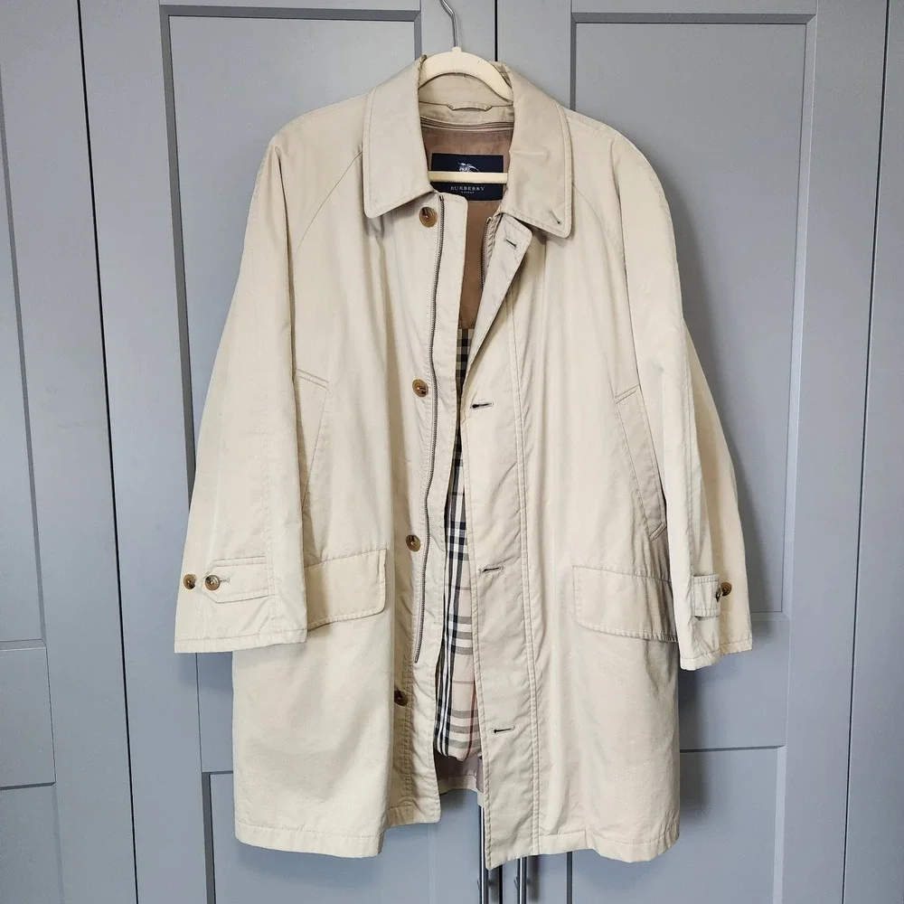 Vintage BURBERRY London Sanyo Shokai 2-in-1 Coat Removable Liner Nova CheckTan
